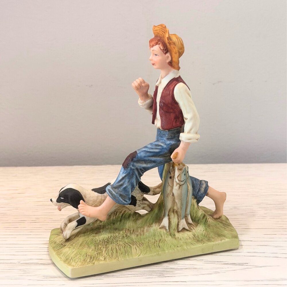Vintage 1984 Norman Rockwell "Goin' Fishin"  Made in Japan Box COA - Missing Rod